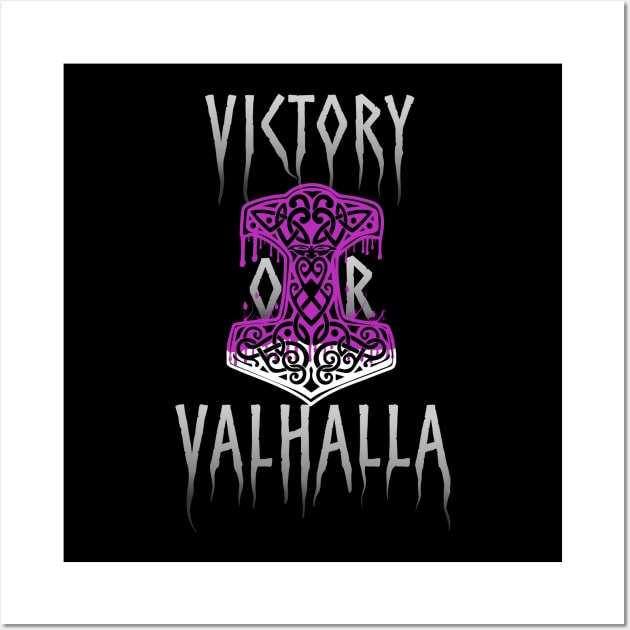 Victory or Valhalla Mjolnir Viking Norse Hammer of Thor Purple Wall Art by vikki182@hotmail.co.uk